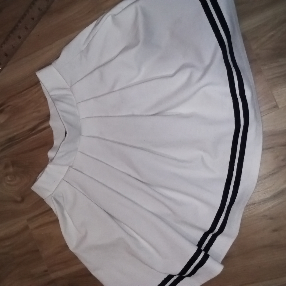 Wild Fable White Circle Skirt with Black Double Hem Stripes